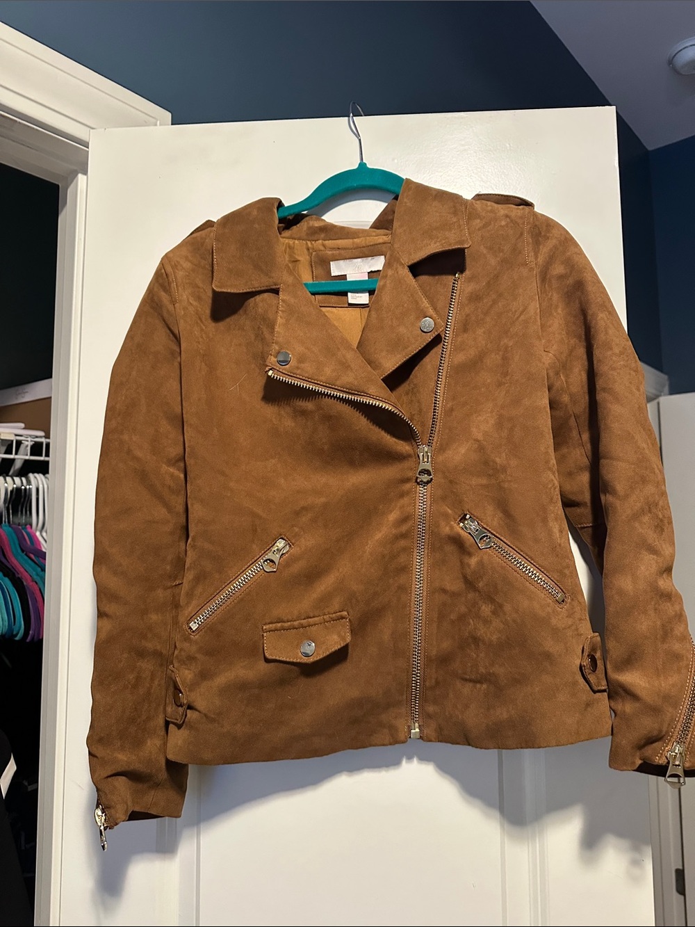 H&M Brown Suede Moto Jacket